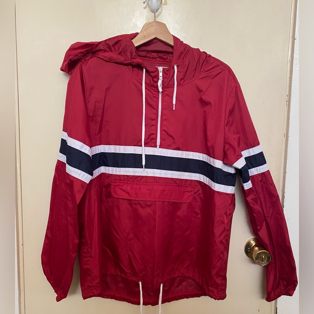 Zine Zumiez red hooded windbreaker. Size large